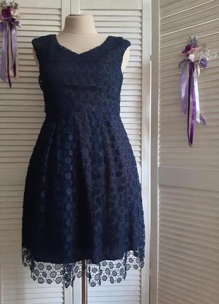 Тёмно синее платье из кружева pepperberry1 фото
