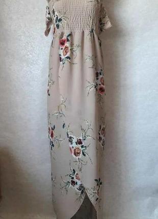 Нове стильне літнє плаття/сарафан з відкритими плічками і шлейфом,розмір с-м