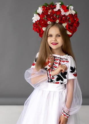 Сукня вишита, для дівчинки вишите плаття вишиванка на випускний калина вишита з калиною червона калина