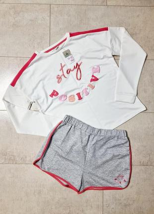 Костюм на дівчинку-підлітка з принтом, кофта і шорти