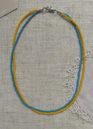 Патріотичний чокер з бісеру, намисто з бісеру, ожерелье из бисера, буси з бісеру