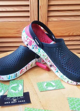 Crocs literide кляксы clog black/red в черно-красном цвете и цветном кляксовом раскрасе2 фото