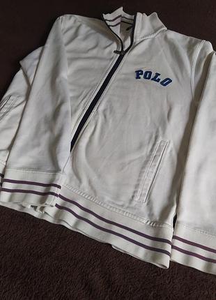 Біла зіп худі polo