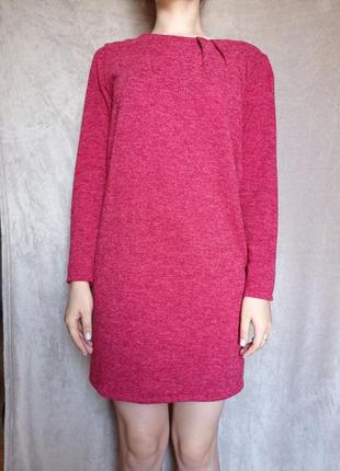 Красное женское ангоровое платье4 фото