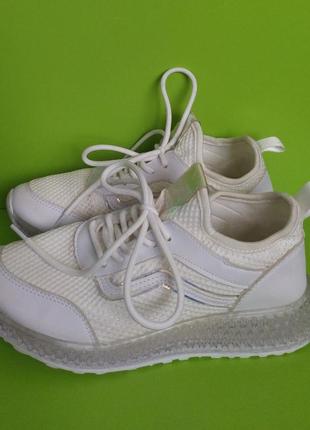 Кросівки білі сітка голограма fashion