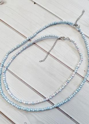 Набір прикрас чокер кольє намисто блакитного білого ніжно-фіолетового кольору