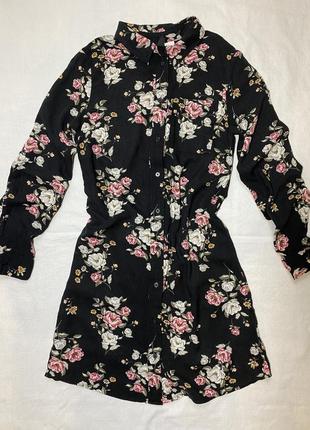 Чёрное платье-халат из 100% вискозы