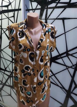 Летняя блуза горчичного цвета леопардовый принт river island 46-484 фото