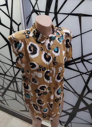 Летняя блуза горчичного цвета леопардовый принт river island 46-486 фото