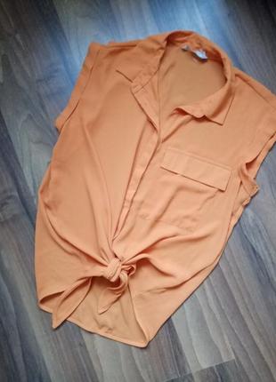 Шифонова помаранчева блуза сорочка