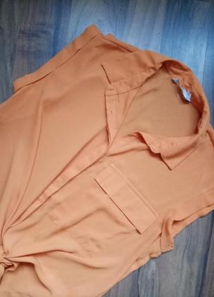 Шифонова помаранчева блуза сорочка2 фото