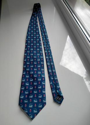 Синій галстук краватка з паровозами поїздами