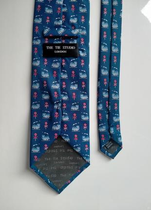 Синій галстук краватка з паровозами поїздами2 фото