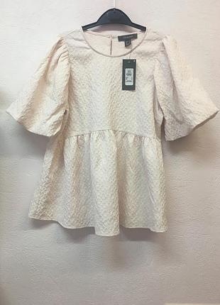 Шикарная нежно розовая(пудровая)  блуза с рукавами фонариками