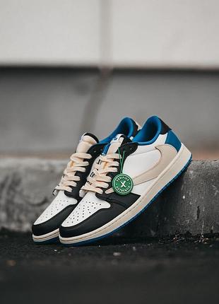 Чоловічі шкіряні кросівки nike air jordan 1 x travis scott#найк