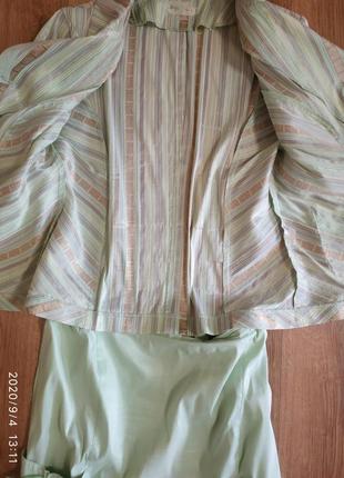 Летний салатовый костюм женский с юбкой большого размера в хорошем состоянии8 фото