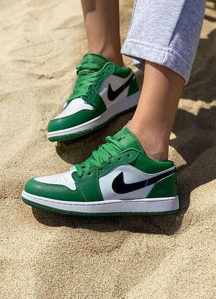 Кросівки чоловічі nike air jordan retro 1 low green white «black logo/ мужские кроссовки найк аир джордан