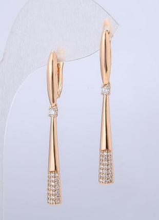 Сережки xuping позолота 18к з білими стразами