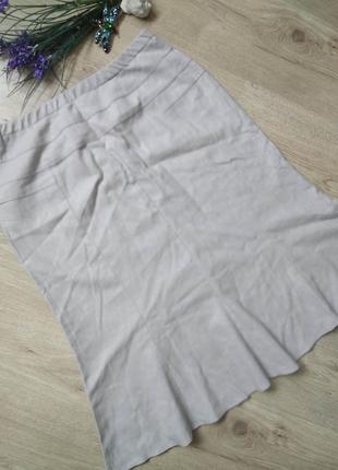 Спідниця Міді натуральний льон віскоза/лляна жіноча спідниця рік на резинці/бежевий