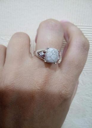 Серебряное кольцо, перстень с натуральным фоссил кораллом3 фото
