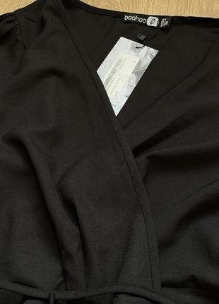 Легкое чёрное платье миди от boohoo5 фото