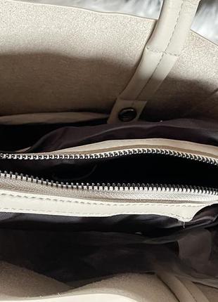 Женская кожаная большая белая сумка шопер10 фото