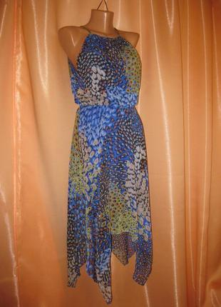 Легкий летючий шифоновий сарафан 8uk/40eurо manoukian км1119 юбка з нерівними краями