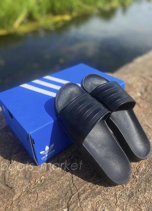 Мужские шлепанцы adidas черные  сланцы адидас тапочки шлепки летние шлепанцы адидас4 фото