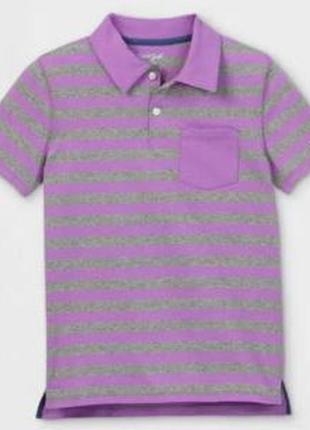 Фиолетово-серая в полоску футболка поло cat & jack с короткими рукавами на 15-17 лет.