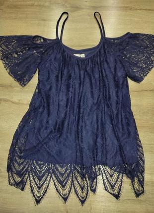 Кружевна майка футболка туніка