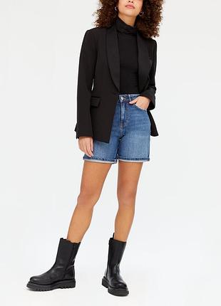 Джинсові довгі стрейтчевые шорти висока посадка m&s