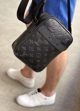 Сумка шкіряна чоловіча чорна брендовий плечовий ремінь7 фото