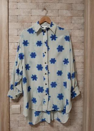 Удлинённая рубашка  оверсайз  из шёлка