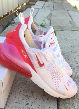 Nike air max 270 red white pink чоловічі кросівки найк аір макс/ рожеві