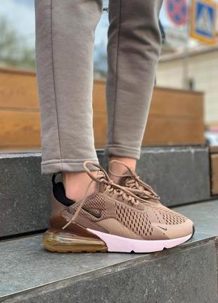 Nike air max 270 brown женские кроссовки найк аир макс/  коричневые