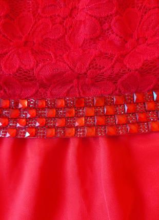 Червона сукня максі, мереживо і шифон2 фото