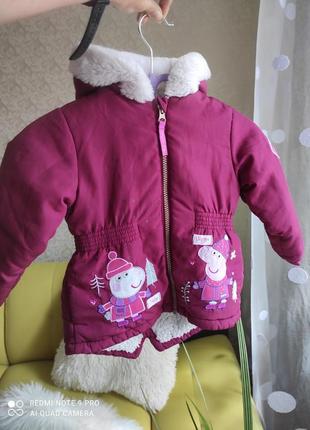 Парку,куртка, дівчинка, nutmeg, 2-3 роки, осінь/зима, бордова, хутро всередині2 фото
