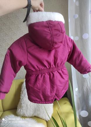 Парку,куртка, дівчинка, nutmeg, 2-3 роки, осінь/зима, бордова, хутро всередині3 фото