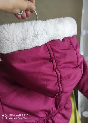 Парку,куртка, дівчинка, nutmeg, 2-3 роки, осінь/зима, бордова, хутро всередині4 фото
