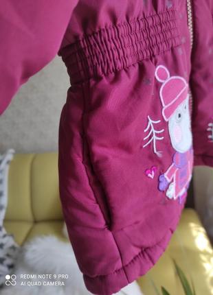 Парку,куртка, дівчинка, nutmeg, 2-3 роки, осінь/зима, бордова, хутро всередині5 фото