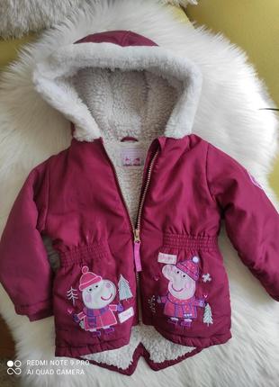 Парку,куртка, дівчинка, nutmeg, 2-3 роки, осінь/зима, бордова, хутро всередині7 фото