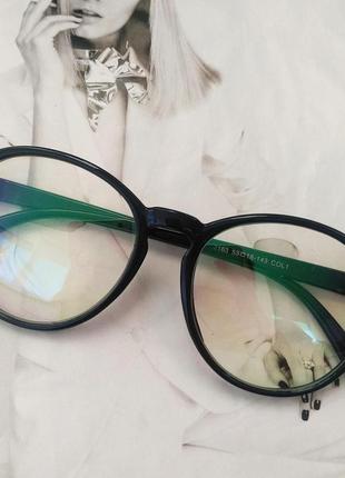 Іміджеві окуляри, окуляри з прозорою лінзою круглі великі квітковий принт3 фото