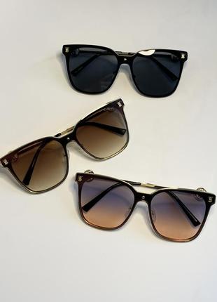 Солнцезащитные женские очки burberry коричневые тонкая оправа4 фото