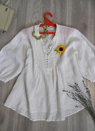 Блузка льон біла