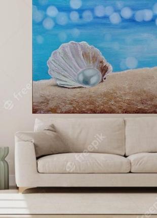 Картина маслом "перлина біля моря"4 фото