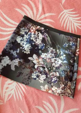 Неопренова спідниця юбка у квіти topshop1 фото