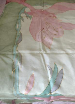 Большой шелковый платок ручной окрас батик.5 фото