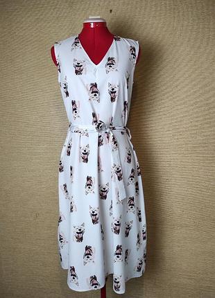 Міла літня сукня сукня міді з песиками