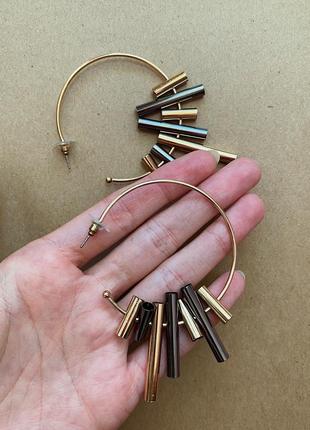 Легкие золотые серьги-кольца конго в стиле бохо parfois3 фото