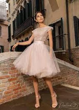 Богемна випускна блискуча пишна вечірня сукня плаття фатин в стилі chanel6 фото
